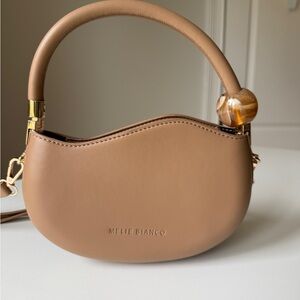 Melie Bianco Brown Crossbody Bag with Gold Accents